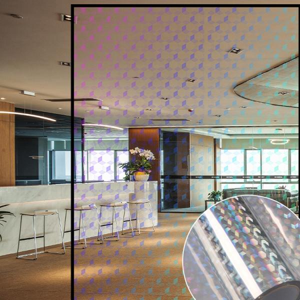 Office Home Decoration Glass Film with Back Glue and 6 Different Colors in Shining Rainbow Effect