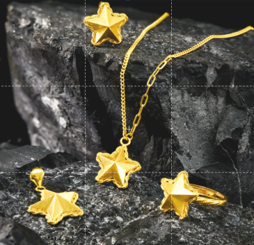 18K gold jewelry customized star necklace ring earring