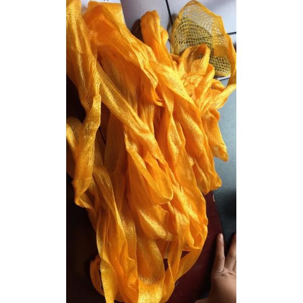 管状の編まれたポリエステル ドローストリング袋、袖の網の野菜貯蔵袋