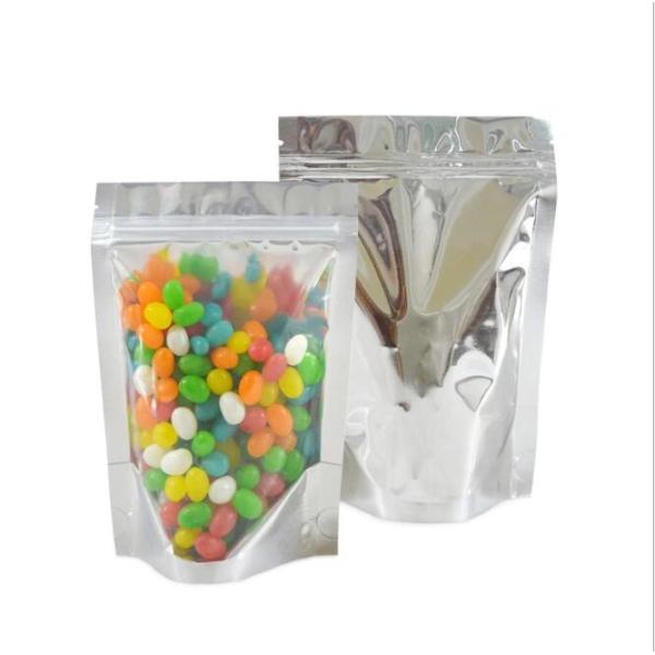 FDA Three Side Seal Pouch Clear Front Silver Mylar Aluminum Foil Bag