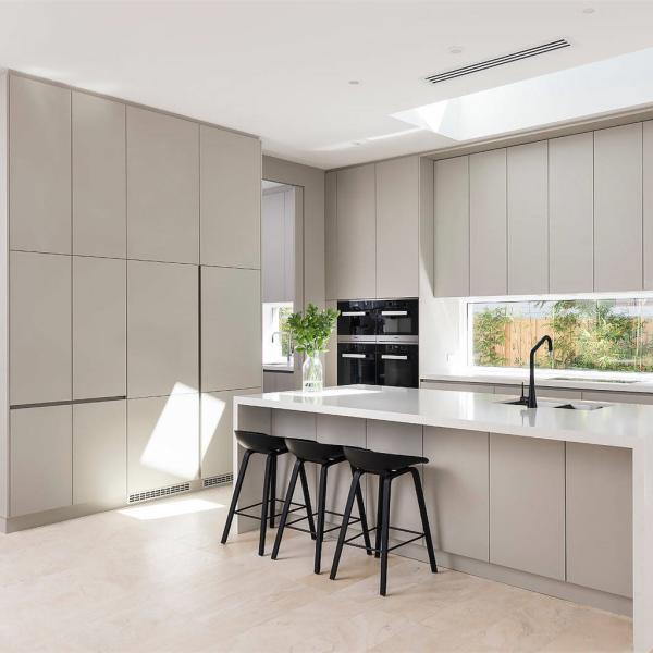 20mm Thick Lacquer Kitchen Cabinet With Range Hood Dishwasher