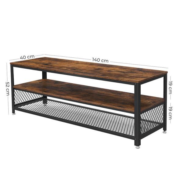 Long TV Stand with Metal Frame, Rustic Industrial Television Stand, Large Television Table, LTV50BX