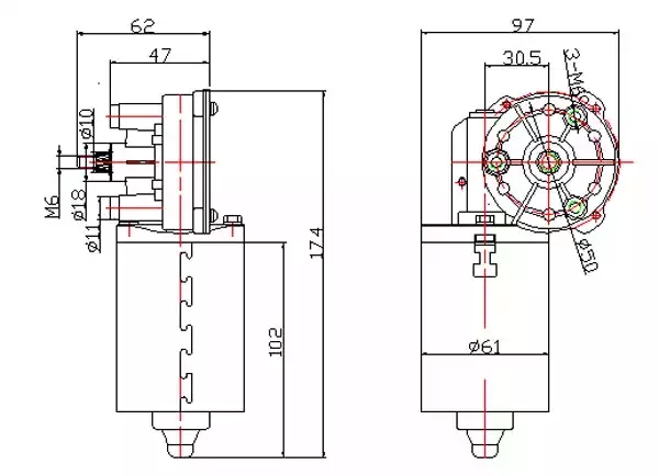 Мотор уменьшения шестерни DC 12V/24V 50W, проектируя мотор счищателя DC Windsreen запасных частей корабля