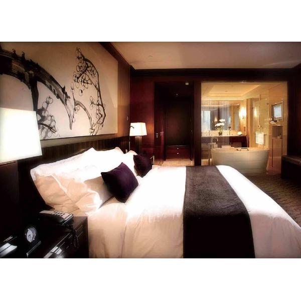 Dark Walnut Veneer 5 Star Bedroom Furniture With Fabric Sofa , Classic Hotel Furniture