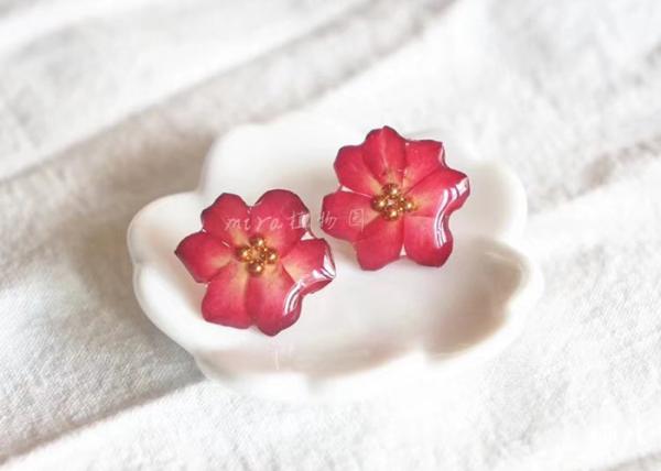 Whole Sale Flower Shape DIY Red Roses 925 Silver Unique Design Earring For Women