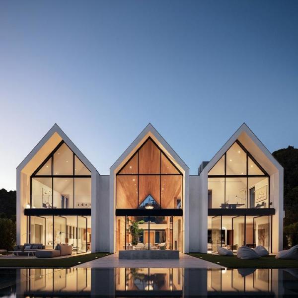 Casas de armação de aço luxuosas pré-fabricadas da casa de campo com isolação do painel de sanduíche do plutônio
