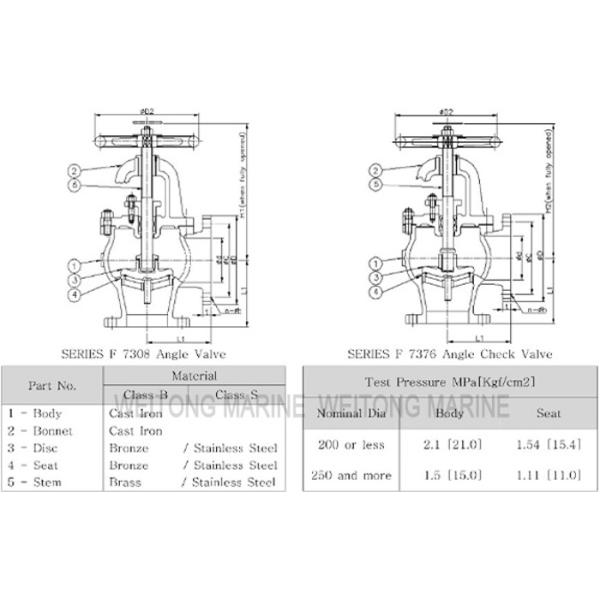 JIS F7376 10K Marine Valve , Cast Iron Angle Screw - Down Check Valve