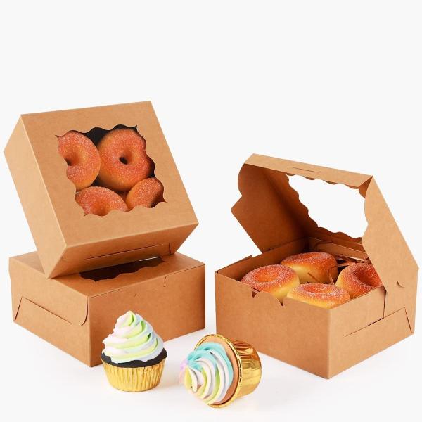 Kraft Paper Square Cake Box with Hollow Window