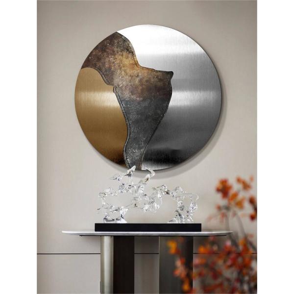 Custom Tailored Metal Round Decorative Painting Hotel Villa Entryway Renovation