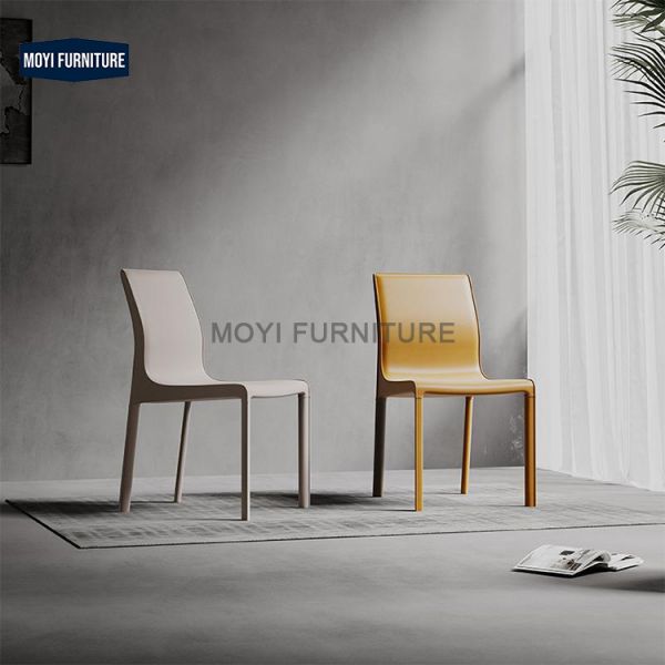 CUSTOM Stainless Steel Legs Upholstered Saddle Leather Dining Chair Modern Italian Design Living Room Restaurant Furniture