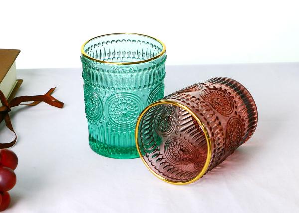 11oz Tumbler Drinking Glass , Sunflower Embossed Hotel Collection Highball Glasses
