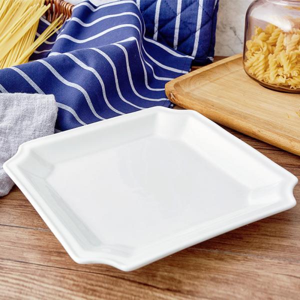 White Ceramic Square Porcelain Divided Serving Dish 9.5 Inch