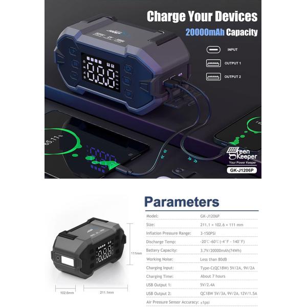 20000mah литий батарейный пакет Автомобильный ускоритель Power Bank прыжок стартер для автомобильных шин воздушный насос