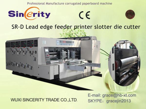Automated Carton Box Printing Slotting Die Cutting Machine , Lead Edge Feeding