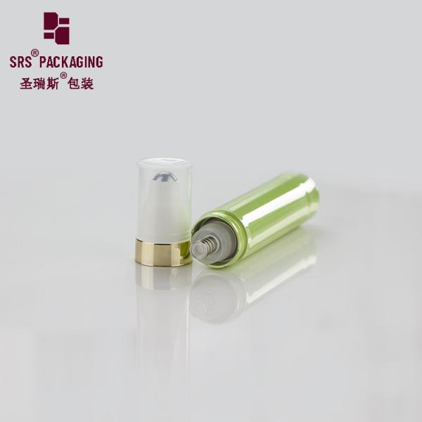 Empty cosmetic 10ml green color press airless pump plastic roll on bottle