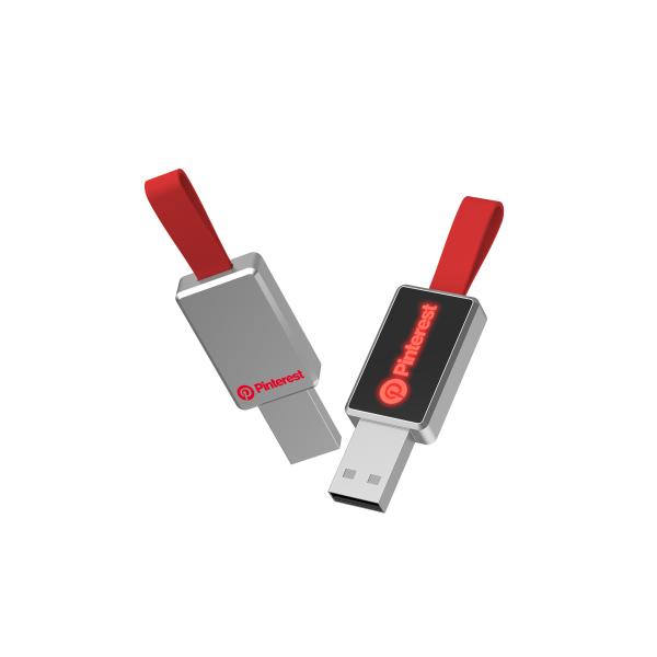 Логотип ручки 2,0 памяти Usb металла гравируя со светом СИД при чтении на компьютере