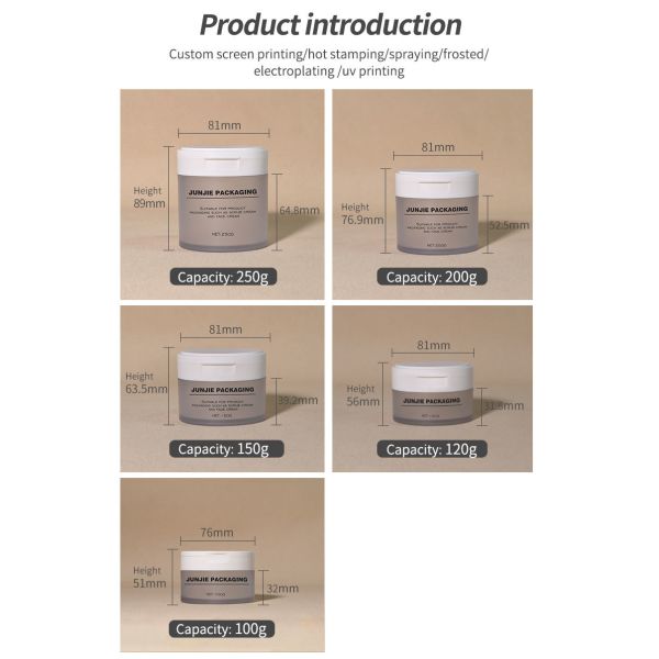 Eco-Friendly Face Eye Body Skin Cream Packaging Jar 50g-250g Custom Empty Frosted Purple Blue pink Cosmetic Plastic Cream Jar