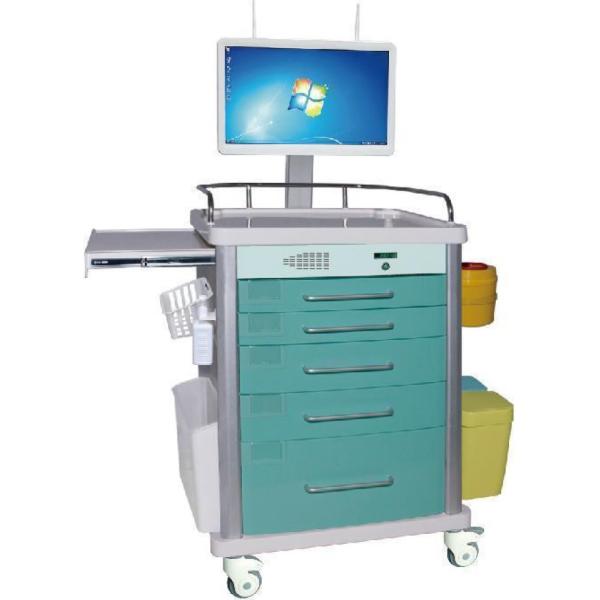 Chariot de soins d'urgence de médecine sans fil intégré avec support d'affichage