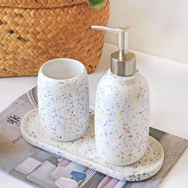 Soap Dish Dispenser Toothbrush Holder Bathroom Set Custom Hotel Storage Jar