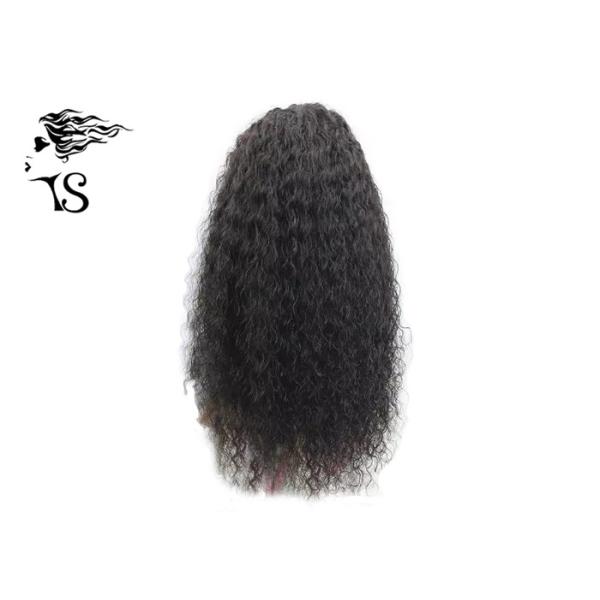 Kinky Curly Full Lace Wigs Mongolian Hair Natural Black Color Soft Smooth