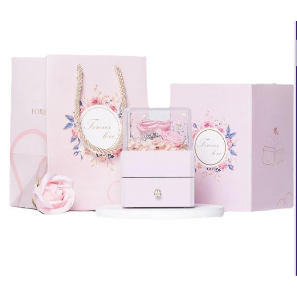 Resin Flower Jewelry Box Ring Box With Flower Inside 115X115X110mm