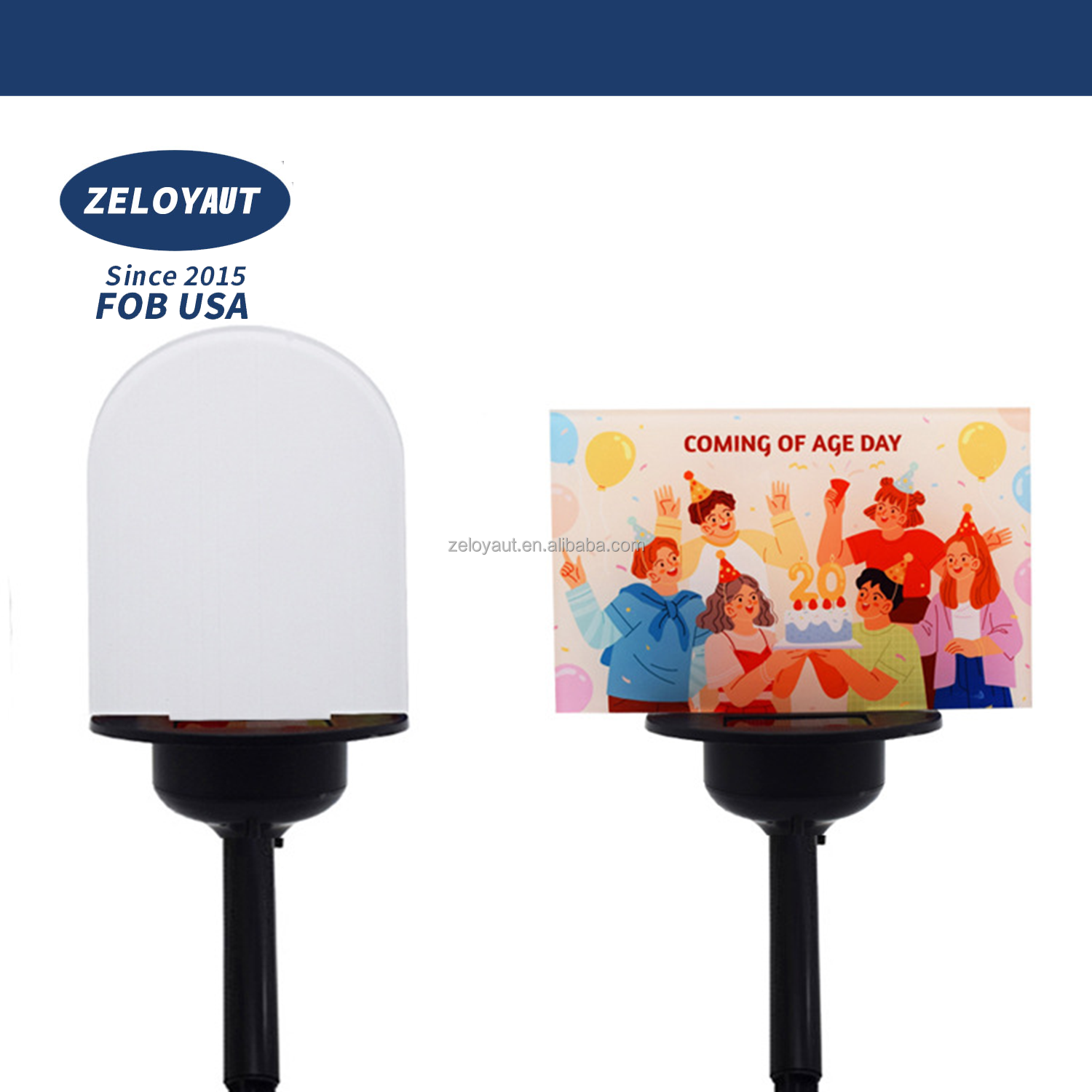 Eco-friendly Sublimation LED Solar Lamp Sign, Perfect for Outdoor Decor. Durable and Solar-powered for Sustainable Use.