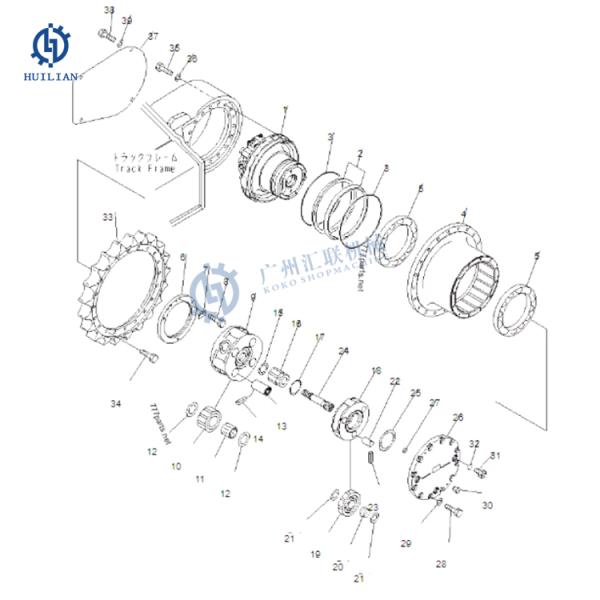 Komatsu PC60 PC60-6 PC60-7 Final Drive Motors Travel Motor For 6 Tons Excavator