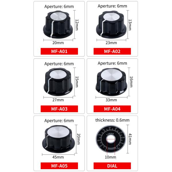 MF-A01 MF-A02 MF-A03 Potentiometer Knob 6mm Bakelite Knob Black
