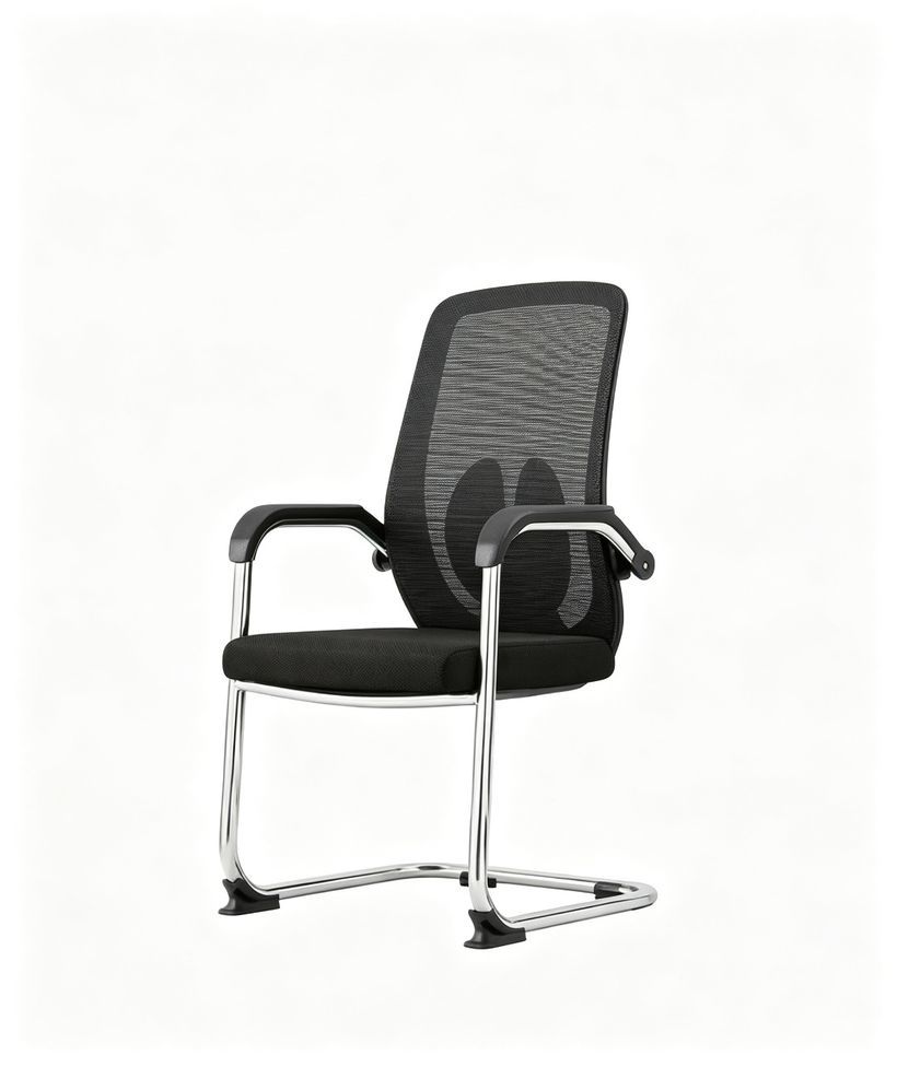 Black Mesh Guest Chair with Sled Base-Guest Chairs