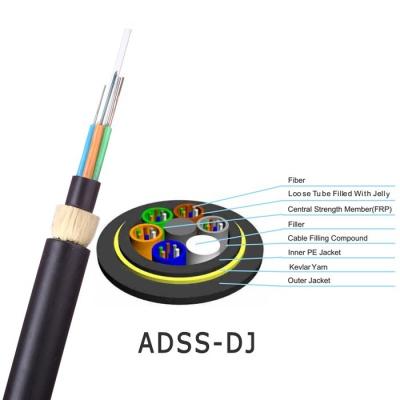 Cable de fibra óptica autoportante y dieléctrico aéreo ADSS de 24 hilos para exteriores