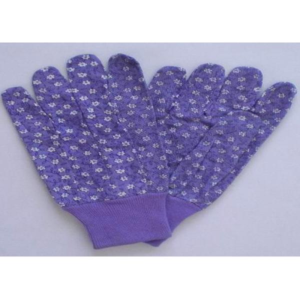 Cotton Canvas Gardening Gloves With Colourful Knit Wrist & Elastic Line
