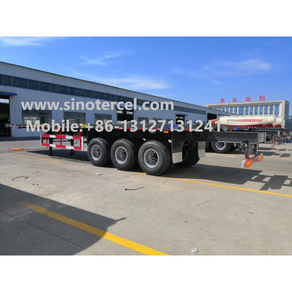 30 to 60 tons loadcapacity container flatbed semi trailer heavy duty flat bed semi trailer for transporting large cargo White