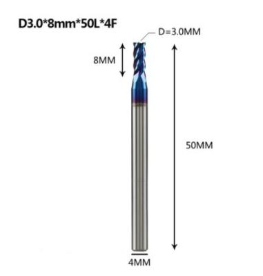 4 Flutes Solid Tungsten Carbide End Mill HRC50 For Stainless Steel