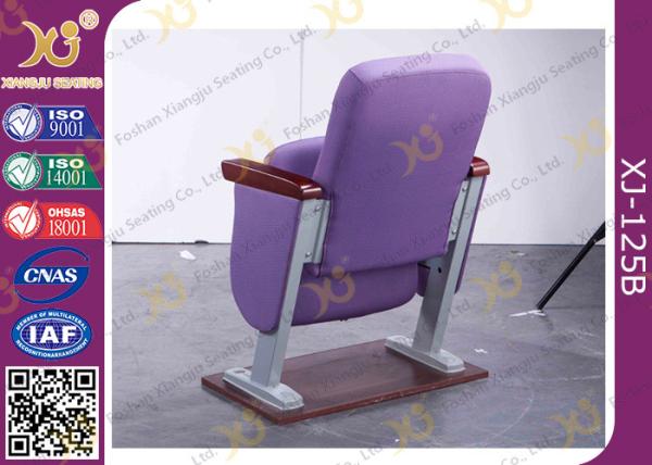 Purple Folding Church Hall Chairs With Fabric Covers / Auditorium Seating