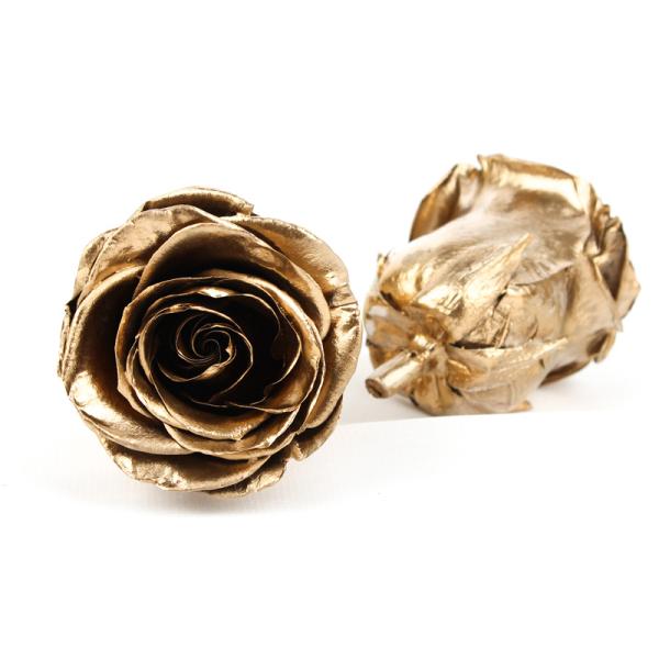 Forever Roses Gold Heads , Preserve Real Flowers Heads For Christmas Decoration