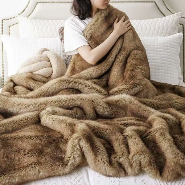 Winter Thick Faux Fur Blanket Faux Animal Fur Household Items