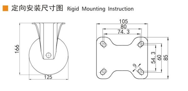 EDL‌ Medium Duty 5inch Caster TPA Plate by Rigid , Swivel and Brake Type 250kg 665P-26