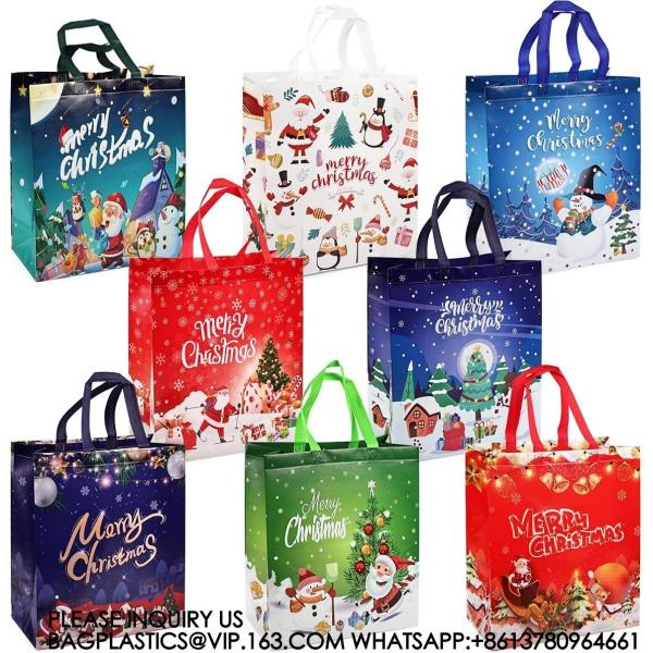 Christmas Gift Bags,Christmas Tote Bags With Handles, Christmas Treat Bags, Multifunctional Non-Woven Christmas Bags
