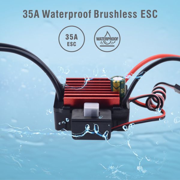 35A brushless waterproof ESC for model remote control cars, supports 3S lithium batteries