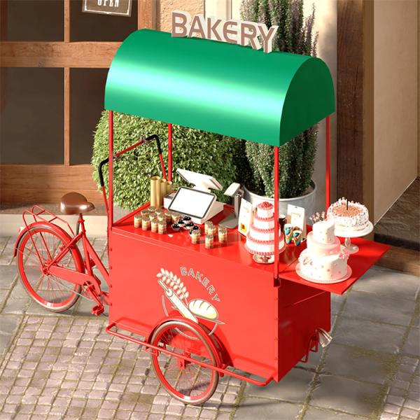 Mobile Electric Bicycle for Fast Food Portable Coffee Bike Flower Snack Selling Cart