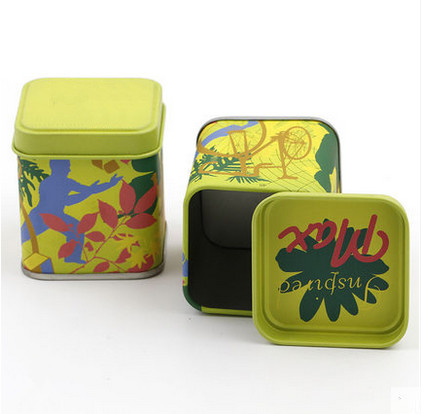 43x43x65mm Mini Full Color Printed Spice Square Tin Containers With Matte Varnish