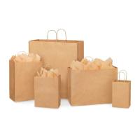 Achats sur mesure Gros sacs de supermarché en papier kraft Snacks alimentaires avec poignées à ruban