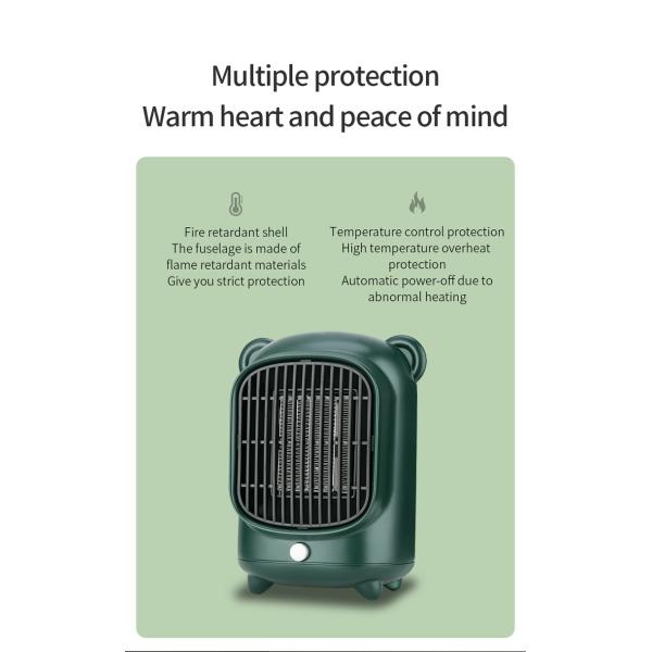 Нет Управляемый приложением 500 Вт Милый дизайн PTC Керамический столовой электрический обогреватель с горячим воздухом
