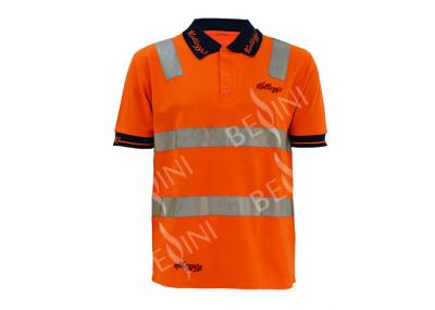 Short Sleeve Custom Design Work Shirts , Reflective Polo Shirts No Shrinking