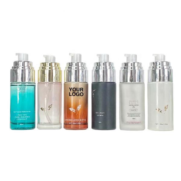 Customised 30ml Matte Clear  Foundation Pump Bottle Square Glass Pump Bottles