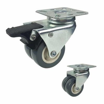 Rodas do rodízio do PVC 75mm com fechamento, rodízio do giro da roda do gêmeo 198lbs