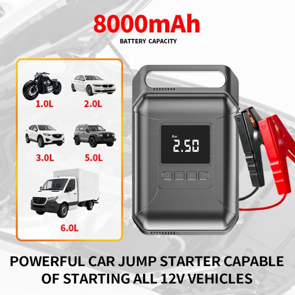 jump starter pack diesel 12V 8000mAh Compact Jump Starter Power Bank Portable Car Battery Jump Starter charger for carportable battery carPortable Tire Inflators