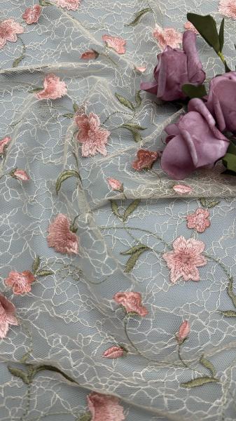 Tissu de dentelle à broderie à feuilles fleur d'élégance 100% coton