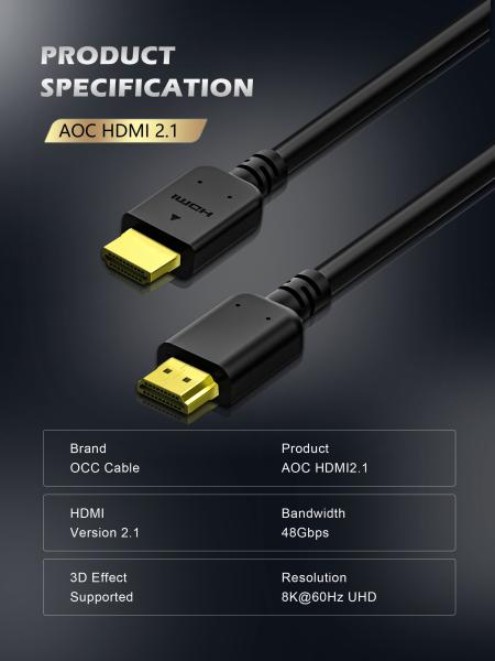Cabo ótico certificado de alta velocidade de 48Gbps 8k Hdmi cor de um preto de 10 pés