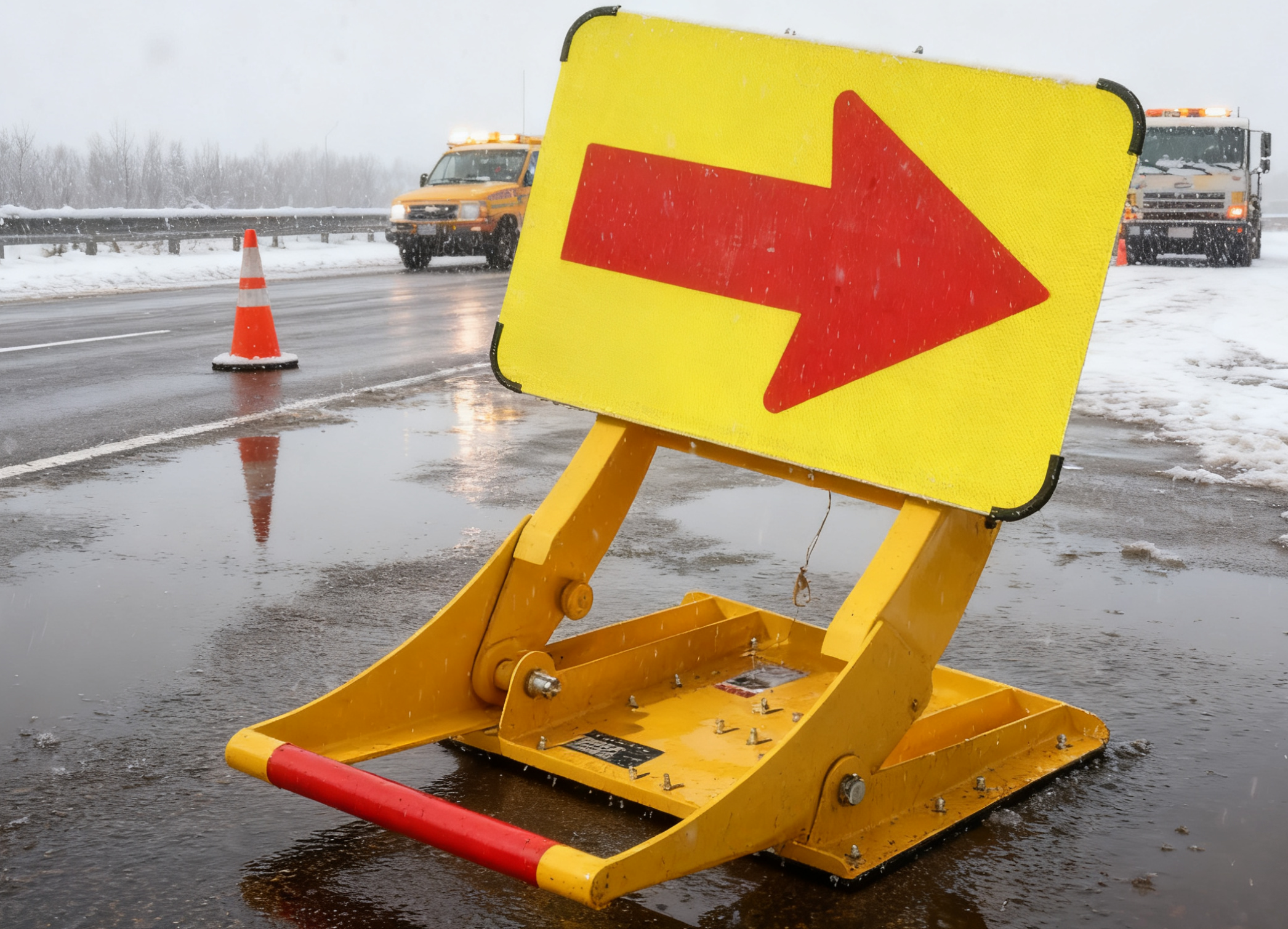 13.4kg Foldable Mobile Vehicle Barrier with Electrostatic Spray Coating for Urban Road Safety